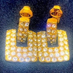 Swarovski Goldtone Door Knocker Clip-on Earrings